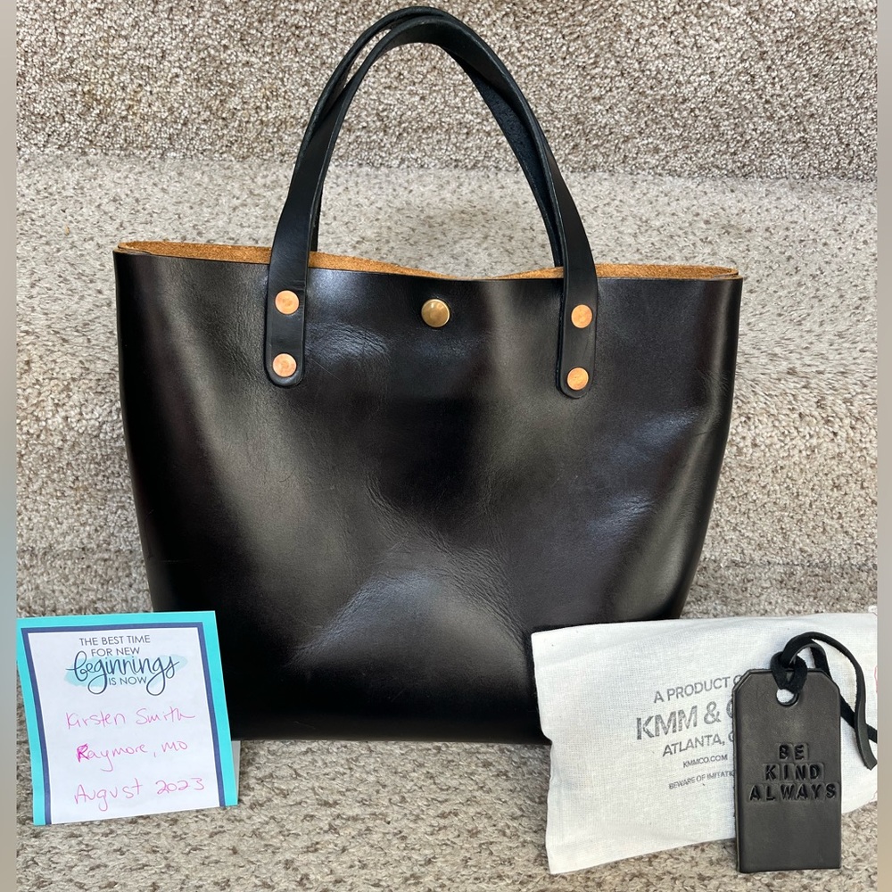 KMM & Co. jet black mini tote with crossbody strap